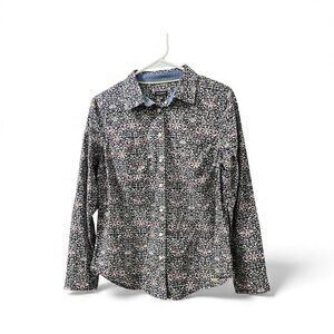 Talbots Blue and Pink Floral Button Down Shirt Size 10